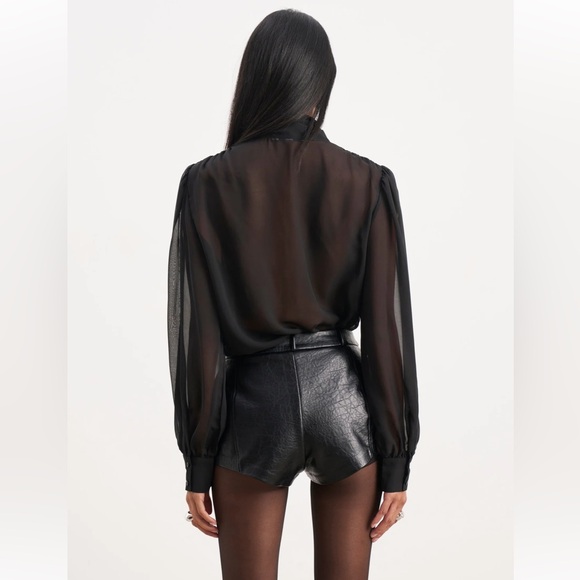 BOA - Sheer Chiffon Tie Neck Blouse - Picture 3 of 6